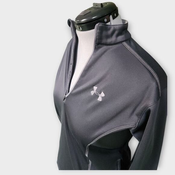Under Armour Pullover Womens S Gray 1/4 Zip Golf Sweater Zip Pockets Performance - Picture 3 of 6